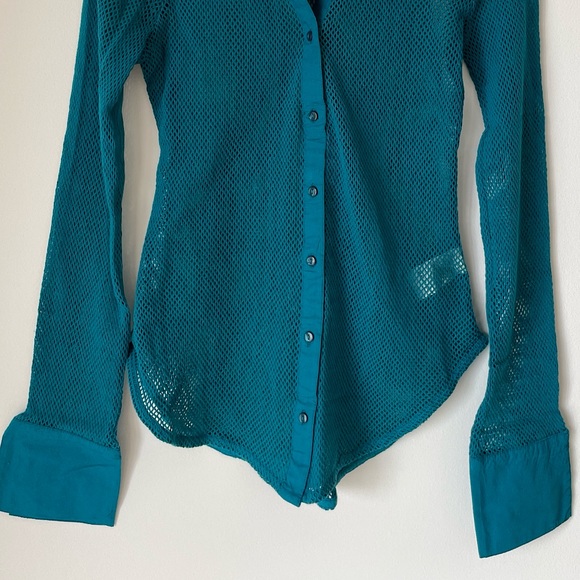 NEW Free People Siggi Button Down Shirt In Crystal Teal Blue - Picture 8 of 14
